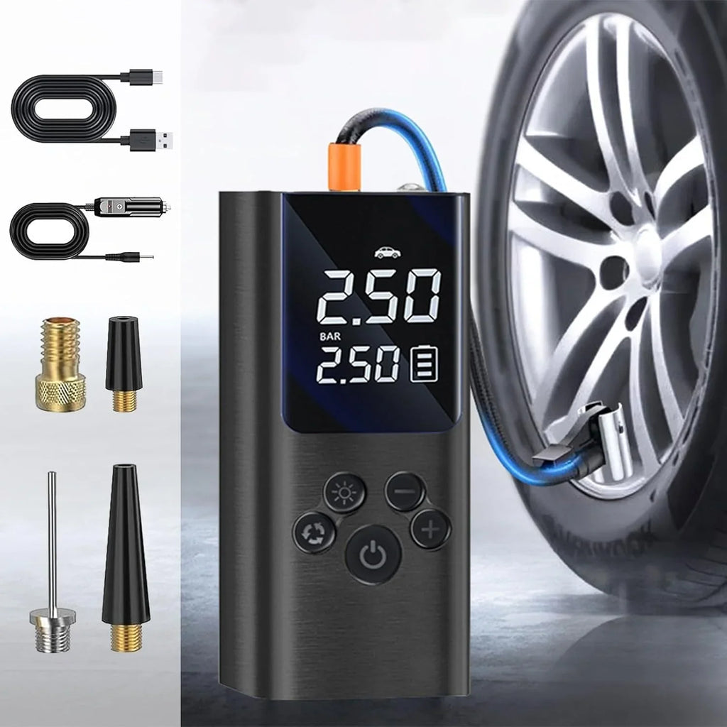 Compressor de Ar Portátil para Pneus de Moto, Bicicleta, Carro e Bolas