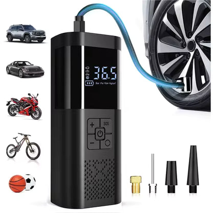 Compressor de Ar Portátil para Pneus de Moto, Bicicleta, Carro e Bolas